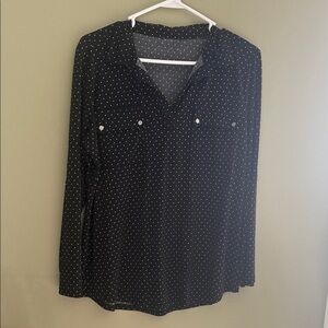 Black Polka Dot Long-Sleeve Blouse